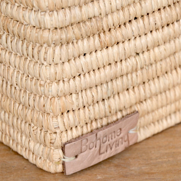 Boite à mouchoirs carrée en raphia: Taille M