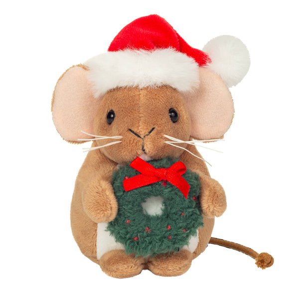 Souris de Noël avec couronne 11 cm - Peluche - Jouet en peluche