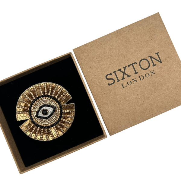 Broche / épingle brodée Œil de rayon de soleil