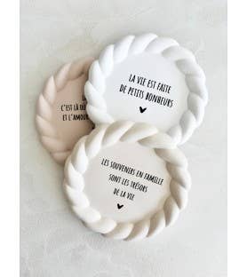 Coupelle vide poche cadeau message famille bonheur amour: Beige / texte Noir / La vie est faite de petits bonheurs