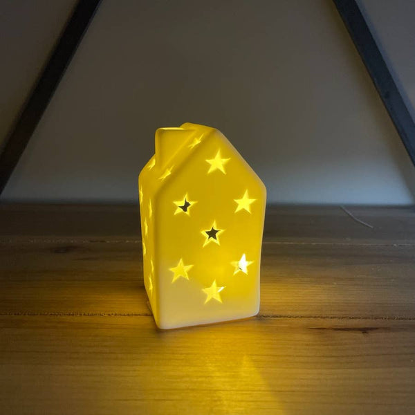 Maison étoilée LED en céramique, 9,3 cm