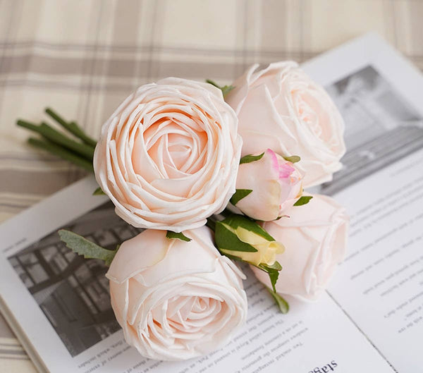 Lot de 6 tiges : bouquet de roses Real Touch: Bégonia Fuchsia