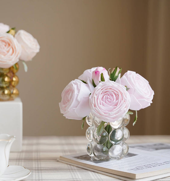 Lot de 6 tiges : bouquet de roses Real Touch: Bégonia Fuchsia
