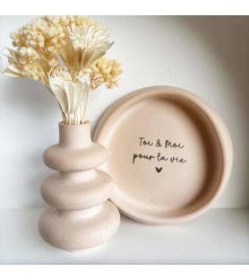Petit vase artisanal décoratif - coloris doux et naturel: Blanc