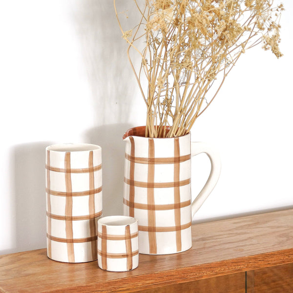 Pots décoratifs en terre cuite - Motif vichy: Taille L