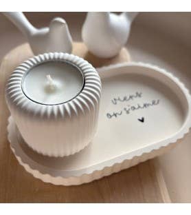 Ensemble coupelle ovale et photophore – Toi & Moi: Viens on s'aime