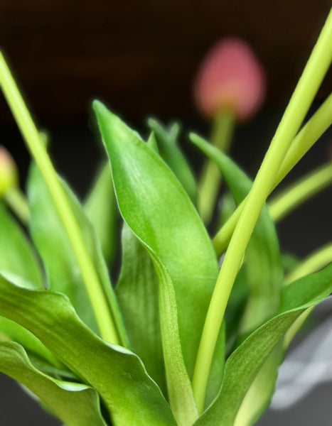 Tulipes réalistes de 41 cm avec 3 fleurs ouvertes et 2 boutons: Hot Pink