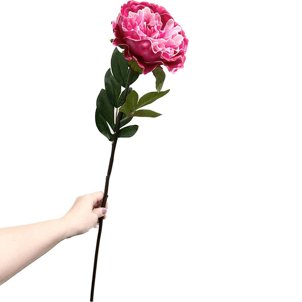 Pivoine élégante de 30" à longue tige en PU doux au toucher: Orange