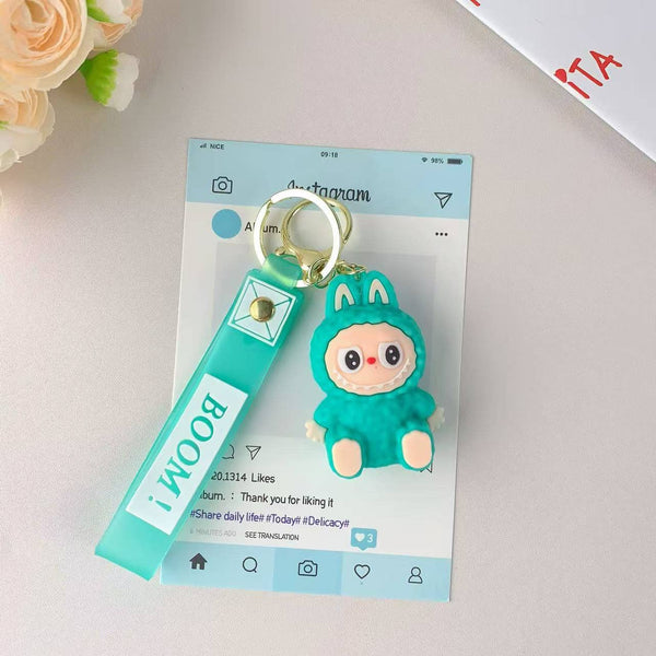 Porte-clés mignon Labubu très populaire pour filles – Charm de sac: Marron