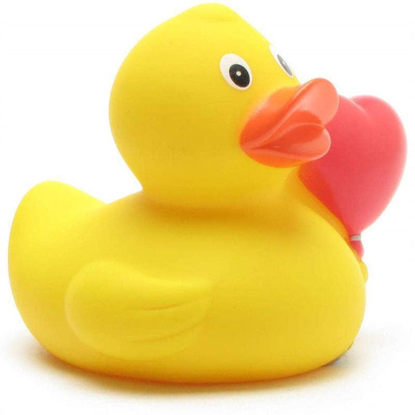 Canard en caoutchouc avec ballon en forme de cœur