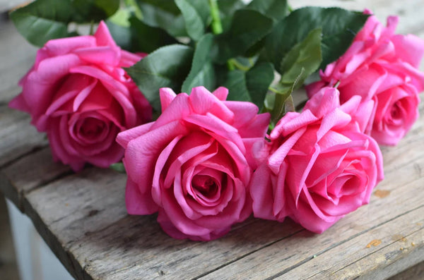 Rose premium 74 cm à grande fleur, toucher réaliste: Rose pâle