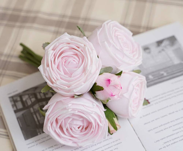 Lot de 6 tiges : bouquet de roses Real Touch: Bégonia Fuchsia