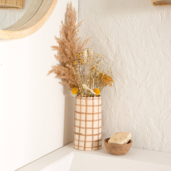 Pots décoratifs en terre cuite - Motif vichy: Taille L