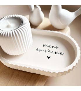 Ensemble coupelle ovale et photophore – Toi & Moi: Viens on s'aime
