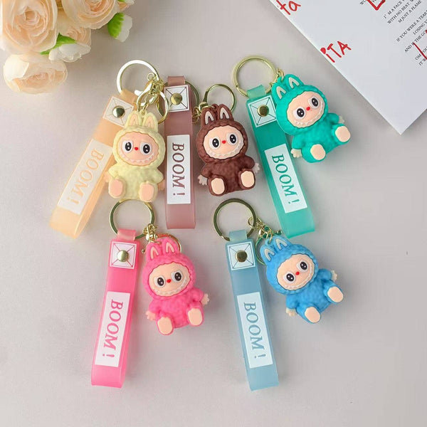 Porte-clés mignon Labubu très populaire pour filles – Charm de sac: Marron