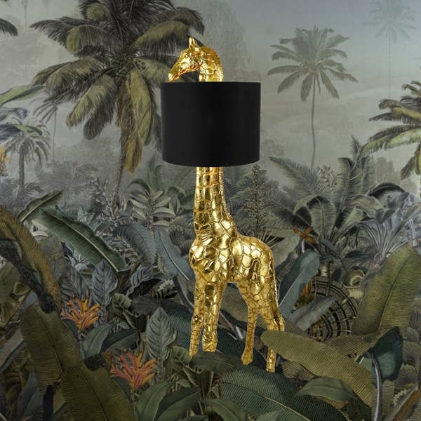 Lampadaire Gigi, doré/noir, polyrésine, 50 x 40 x 171 cm