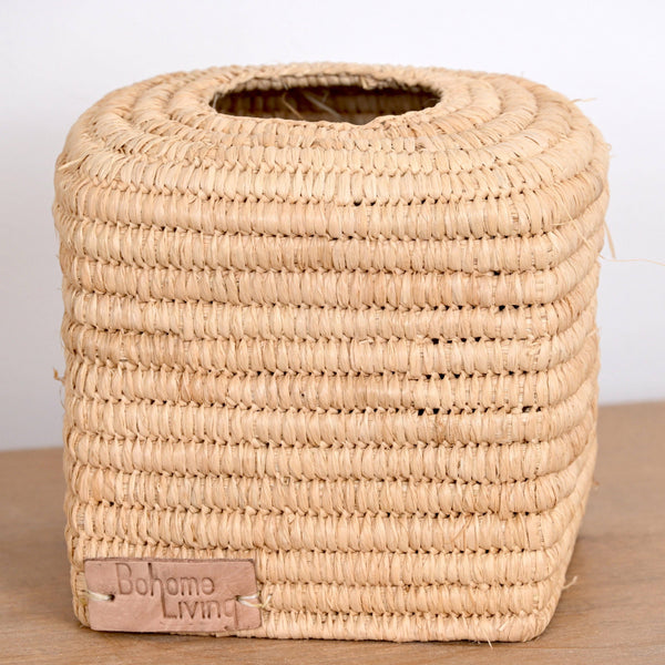 Boite à mouchoirs carrée en raphia: Taille M
