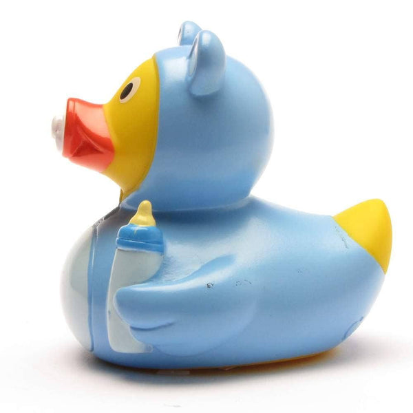 Canard en caoutchouc bébé garçon avec tétine et biberon