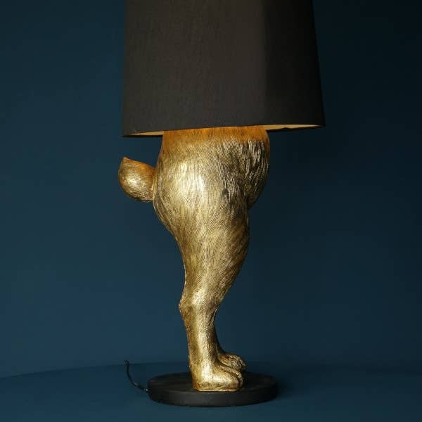 Lampadaire Hiding Rabbit, doré/noir, polyrésine, H.115 cm