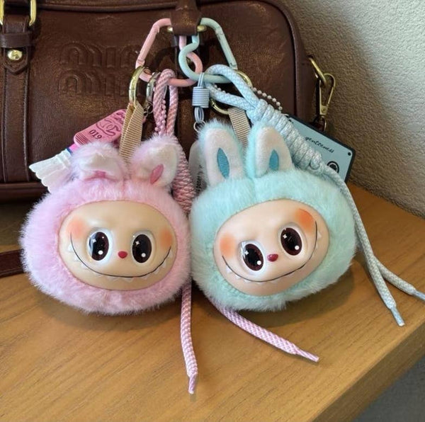 Porte-clés en peluche mignon Labubu très populaire pour filles – Charm de sac: Rose
