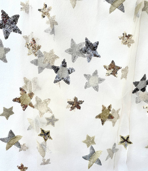 Cape de fée or et argent brodée à sequins