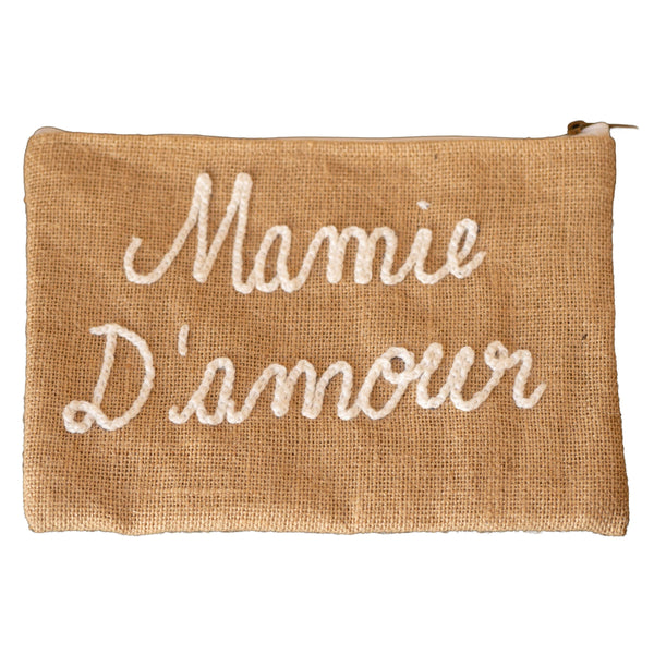 Pochette Jute "Mamie d'amour" blanc