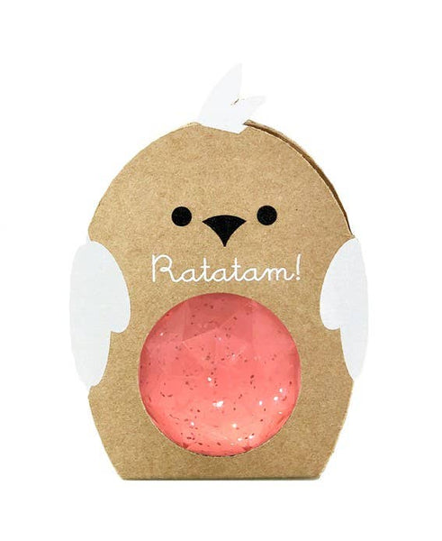 Balle rebondissante oiseau à paillettes rose 42mm
