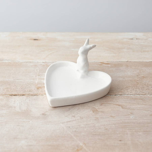 Plat en forme de cœur avec lapin, 12 cm