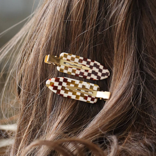 Barrettes Damier (Paire)