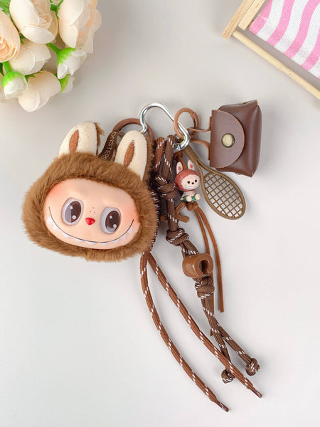 Porte-clés en peluche mignon Labubu très populaire pour filles – Charm de sac: Rose