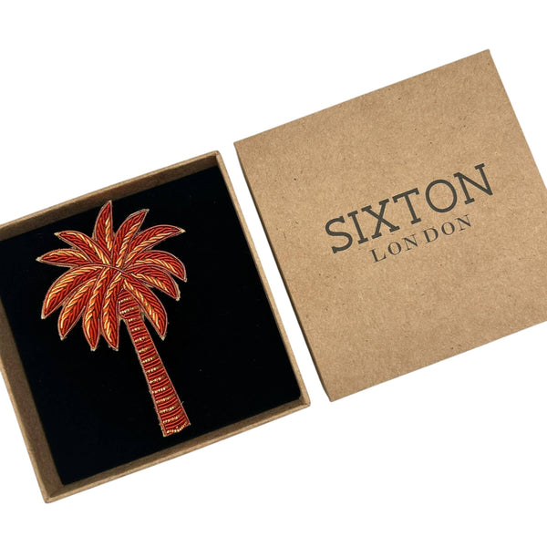 Broche / épingle brodée Palmier corail