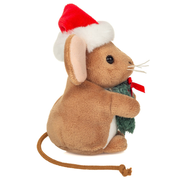 Souris de Noël avec couronne 11 cm - Peluche - Jouet en peluche