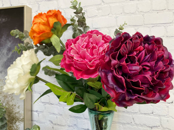 Pivoine élégante de 30" à longue tige en PU doux au toucher: Orange