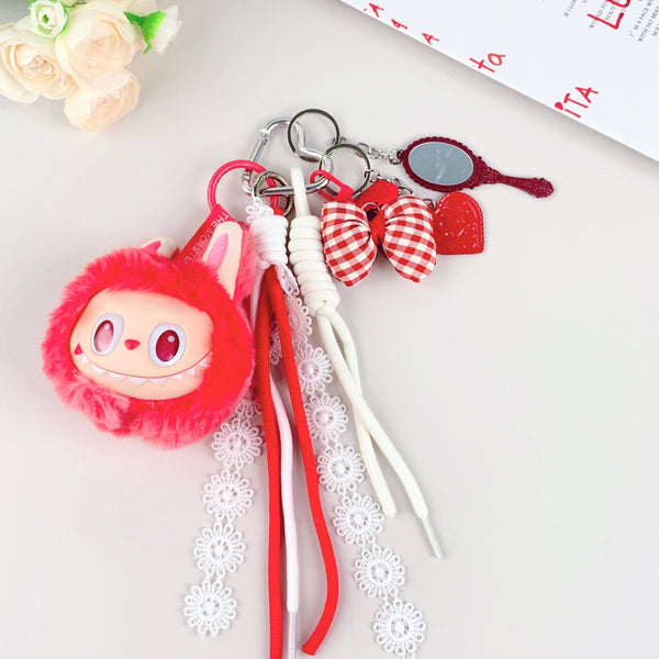 Porte-clés en peluche mignon Labubu très populaire pour filles – Charm de sac: Marron
