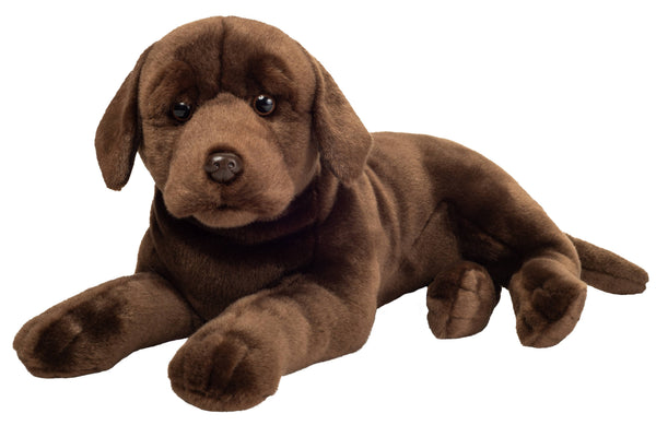Labrador marron chocolat couché 50 cm - peluche - animal en peluche