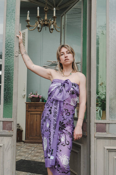 Large Foulard Paréo crustacés light purple