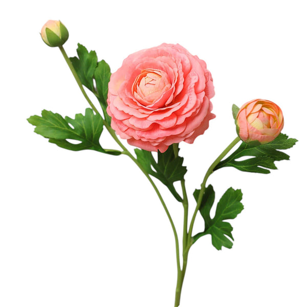 Renoncule artificielle ultra réaliste toucher réel de 46 cm: Rose Begonia