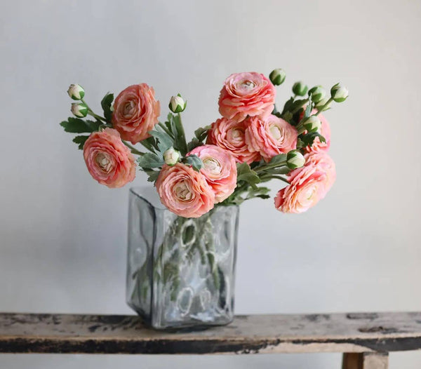 Renoncule artificielle ultra réaliste toucher réel de 46 cm: Rose Begonia