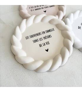 Coupelle vide poche cadeau message famille bonheur amour: Beige / texte Noir / La vie est faite de petits bonheurs
