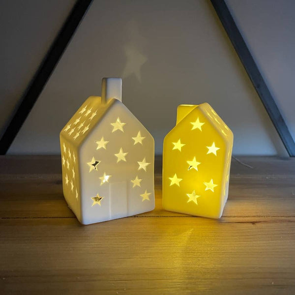 Maison étoilée LED en céramique, 9,3 cm