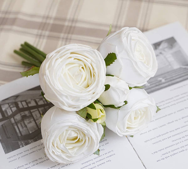Lot de 6 tiges : bouquet de roses Real Touch: Bégonia Fuchsia