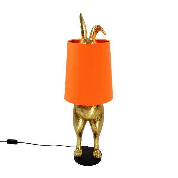 Lampe de table Hiding Bunny, doré/orange, polyrésine, H. 74 cm
