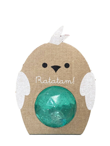 Balle rebondissante oiseau à paillettes vert 42mm