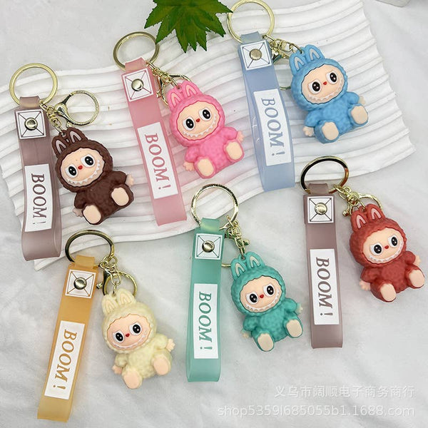 Porte-clés mignon Labubu très populaire pour filles – Charm de sac: Marron