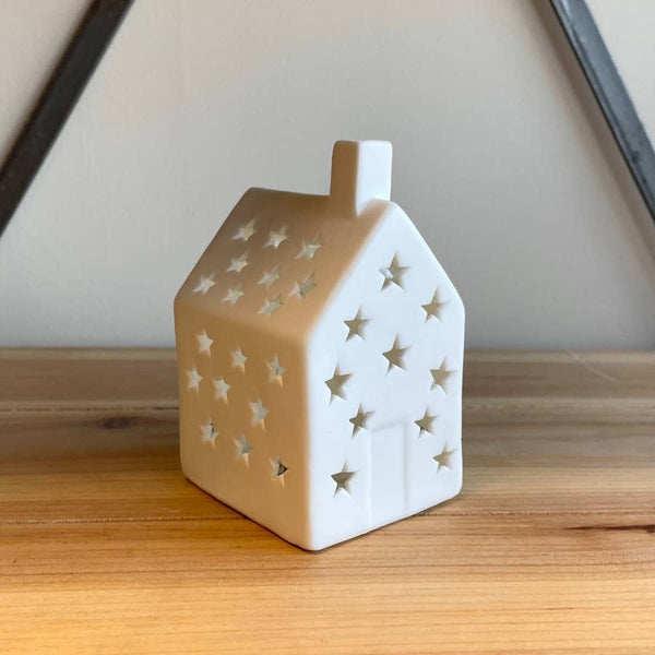 Maison étoilée LED en céramique, 11,5 cm