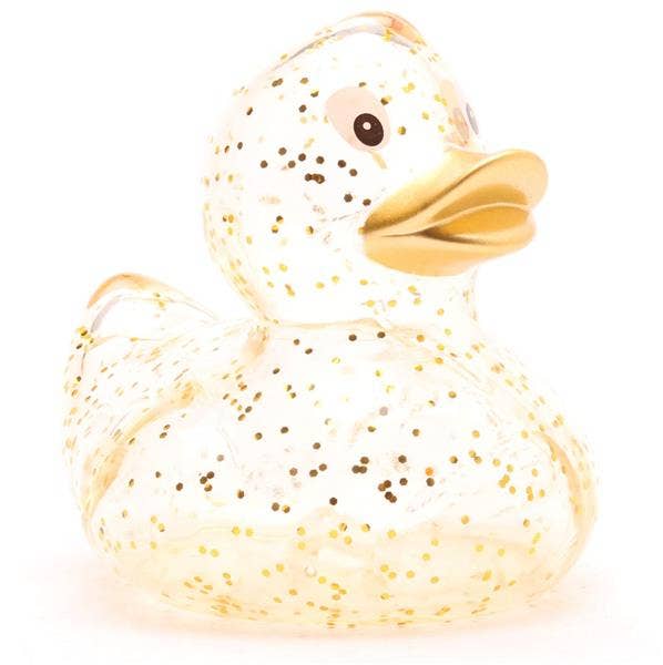 Canard de bain pailleté doré en caoutchouc
