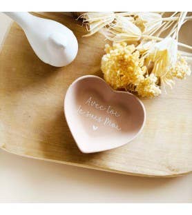Petite coupelle cœur message d’amour – Avec toi je suis Moi: Beige / texte Noir