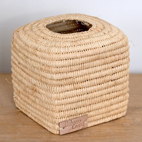 Boite à mouchoirs carrée en raphia: Taille M