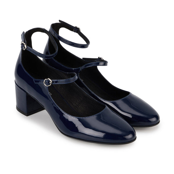 Sofia-Cuir brillant bleu navy: NAVY / 36