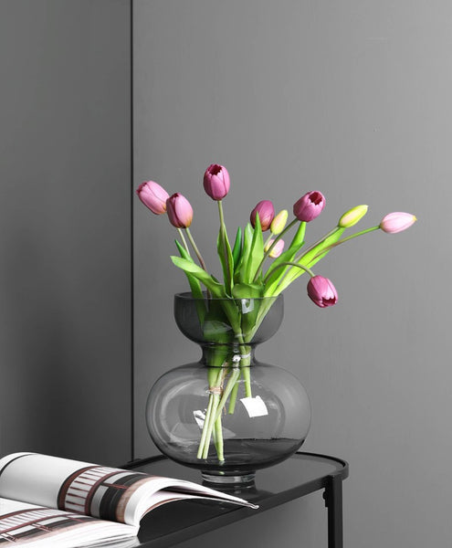 Tulipes réalistes de 41 cm avec 3 fleurs ouvertes et 2 boutons: Hot Pink